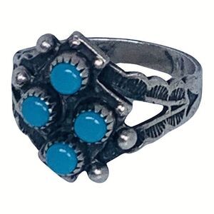 Native American 925 Sterling Silver Blue Turquoise Ring Sz 5 Sleeping Beauty